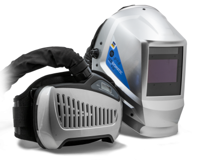 capacete de soldador com filtro automático e sistema de ventilação portátil