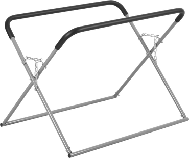 Estrutura metálica dobrável de suporte cinza e preto