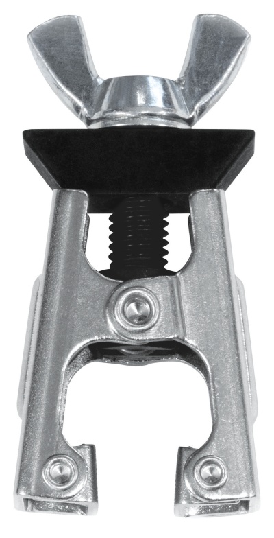 Ferramenta metálica com porca em forma de asa e partes pretas