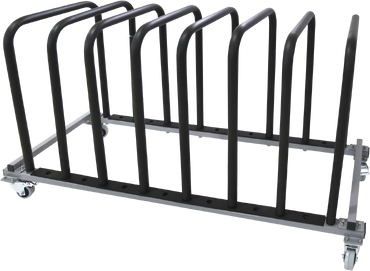 Suporte metálico móvel com divisórias e rodas para armazenamento