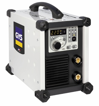 Máquina de soldar GYS RILAND 1620 branca com painel digital e botões