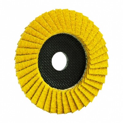 Disco abrasivo de flap amarelo com centro preto para lixamento