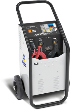 Carregador de baterias Startium 950 E com garras vermelhas e pretas e painel digital