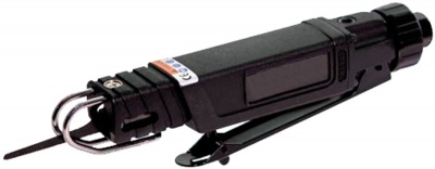 Ferramenta elétrica portátil preta com lâmina e clipe