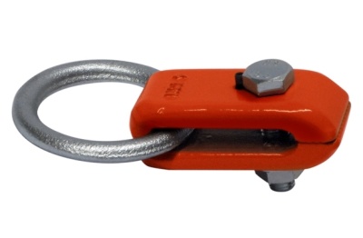Garra de elevação laranja com anel metálico prateado