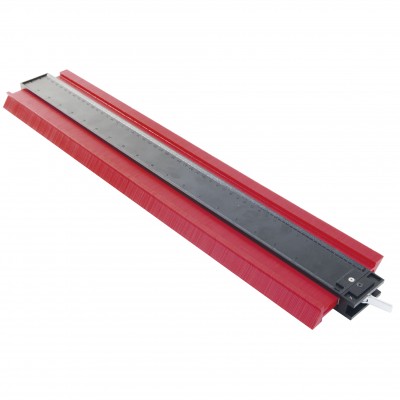 Ferramenta de contorno metálica e vermelha com régua embutida