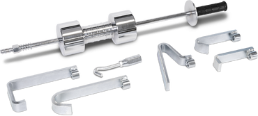 Conjunto de ferramenta de extração de buchas em metal cromado com punho preto