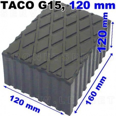 Taco preto com textura quadriculada e dimensões 120x120x160 mm