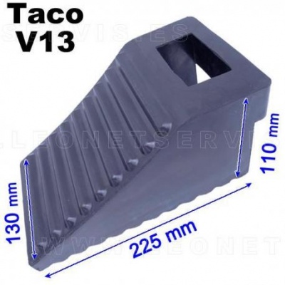 Taco preto V13 com medidas em mm em fundo branco