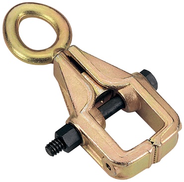 Alicate metálico dourado com olhal e parafuso preto para ajuste.