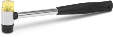 Martelo metálico com cabo preto e pega texturizada