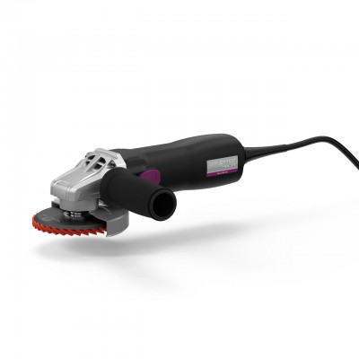 Esmerilhadora elétrica preta com disco abrasivo vermelho