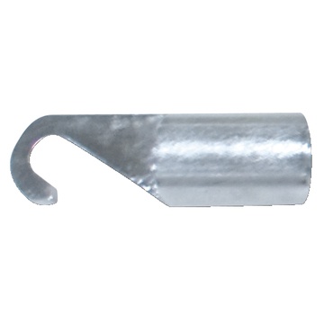 Extensor metálico prateado com gancho aberto em fundo branco