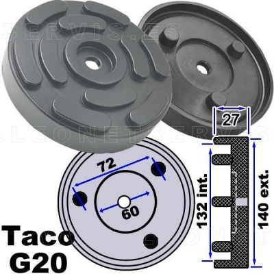 Taco G20 preto com medidas 140 mm x 132 mm x 27 mm