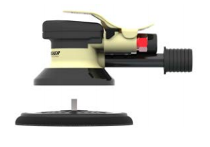 Lixadora creme e preta com alavanca e base circular