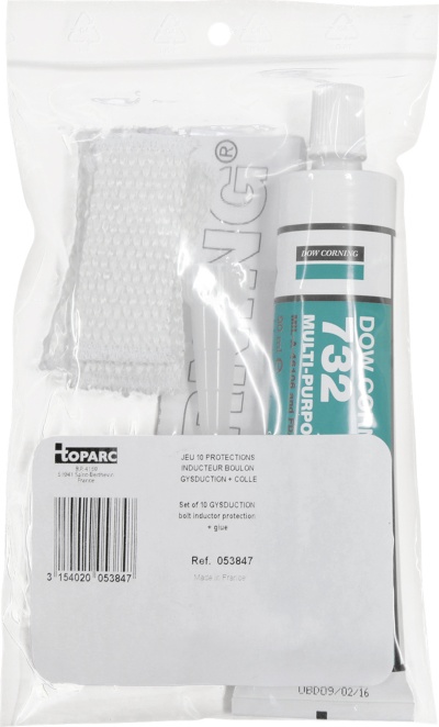 Conjunto de proteções com cola Dow Corning em embalagem transparente