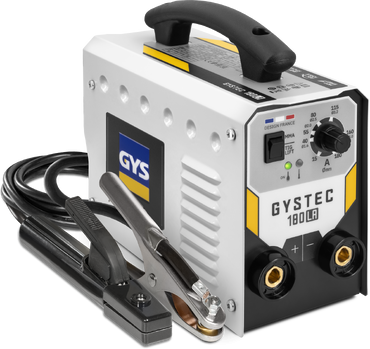 Máquina de soldar GYSTEC 180 LA com cabos e pega preta