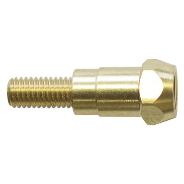 Parafuso dourado metálico com rosca e cabeça hexagonal