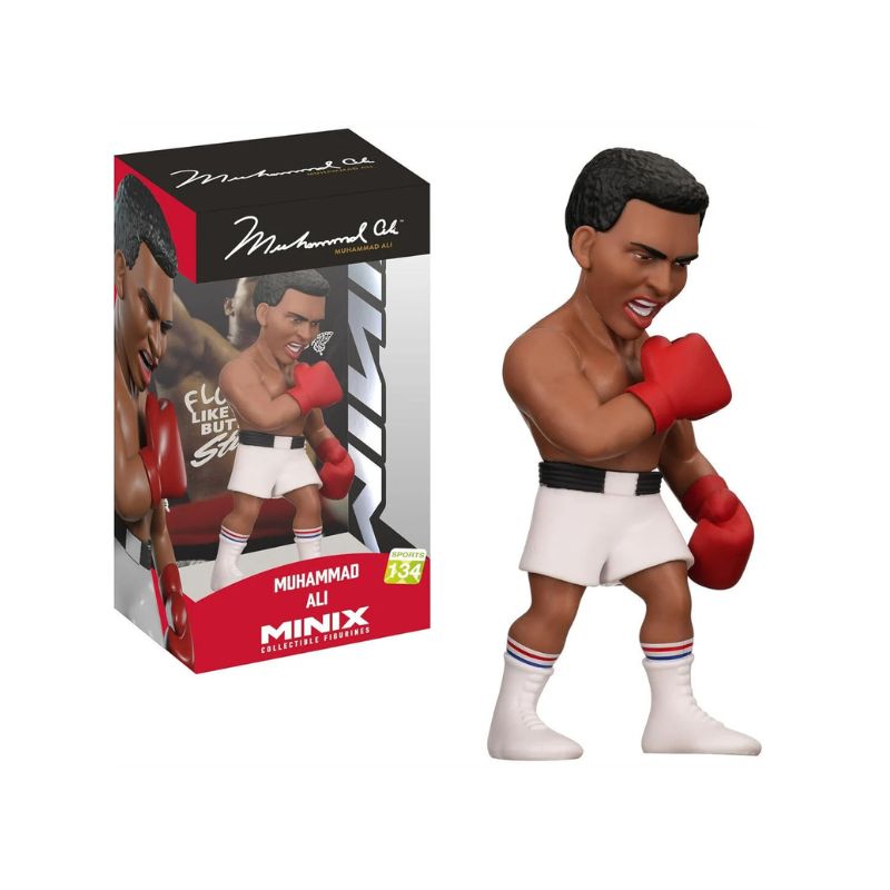Figura Minix Sports: Muhammad Ali Figura colecionável de Muhammad Ali com luvas vermelhas em pose de boxe e embalagem