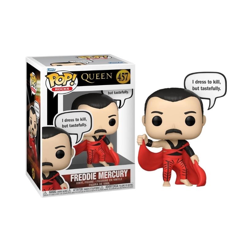 Funko POP! Rocks: Queen - Freddie Mercury (I Dress to Kill) Funko Pop Freddie Mercury com traje vermelho e bigode