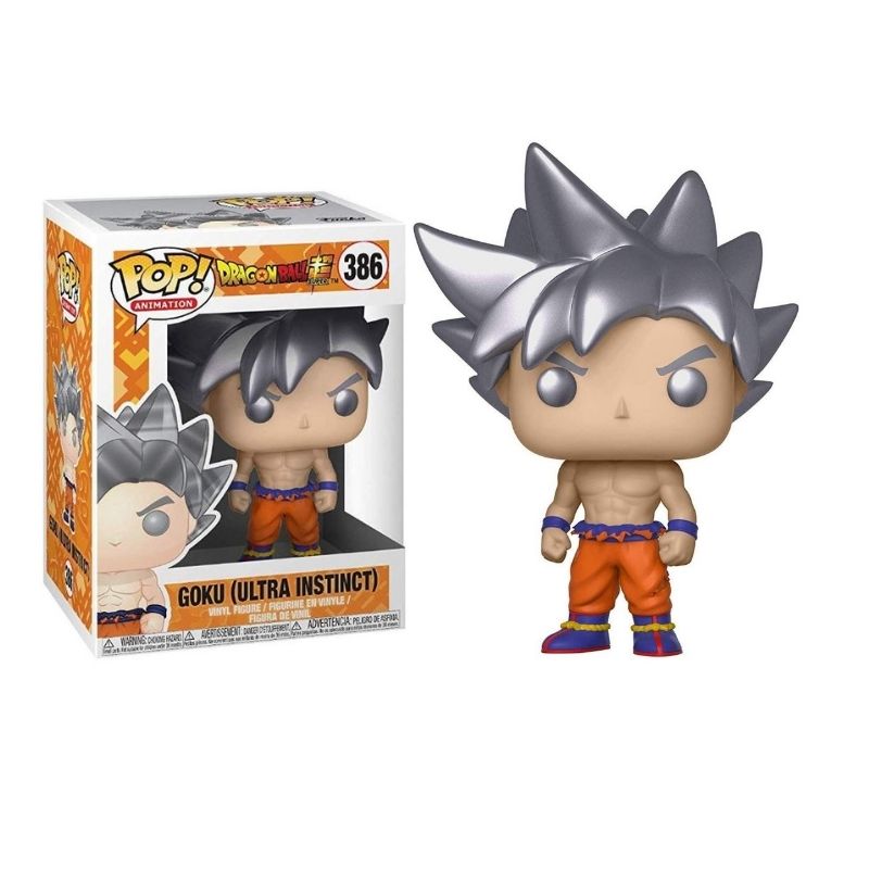 Funko POP! Animation: Dragonball Super - Goku (Ultra Instinct) Figura Funko Pop de Goku Ultra Instinct com cabelo prateado e calças laranja na caixa