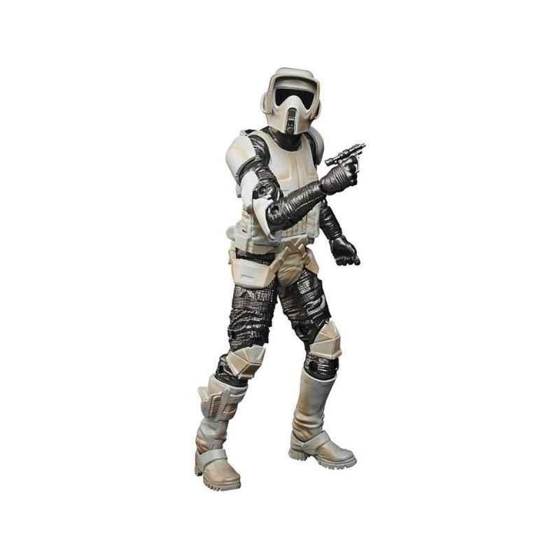 Star Wars The Mandalorian Black Series Carbonized Action Figure Scout Trooper Figura de ação com roupa tática branca e preta segurando arma pequena