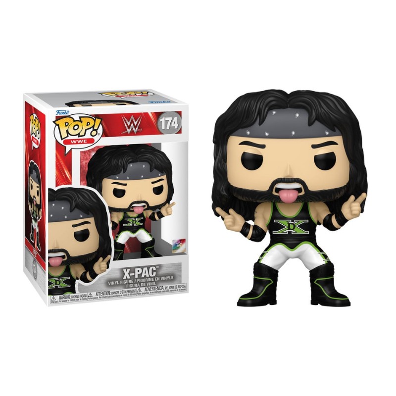 Funko POP! WWE: X-Pac D-Generation X Figura Funko Pop WWE X-Pac número 174 com roupa preta e verde e bandana cinza dentro de caixa