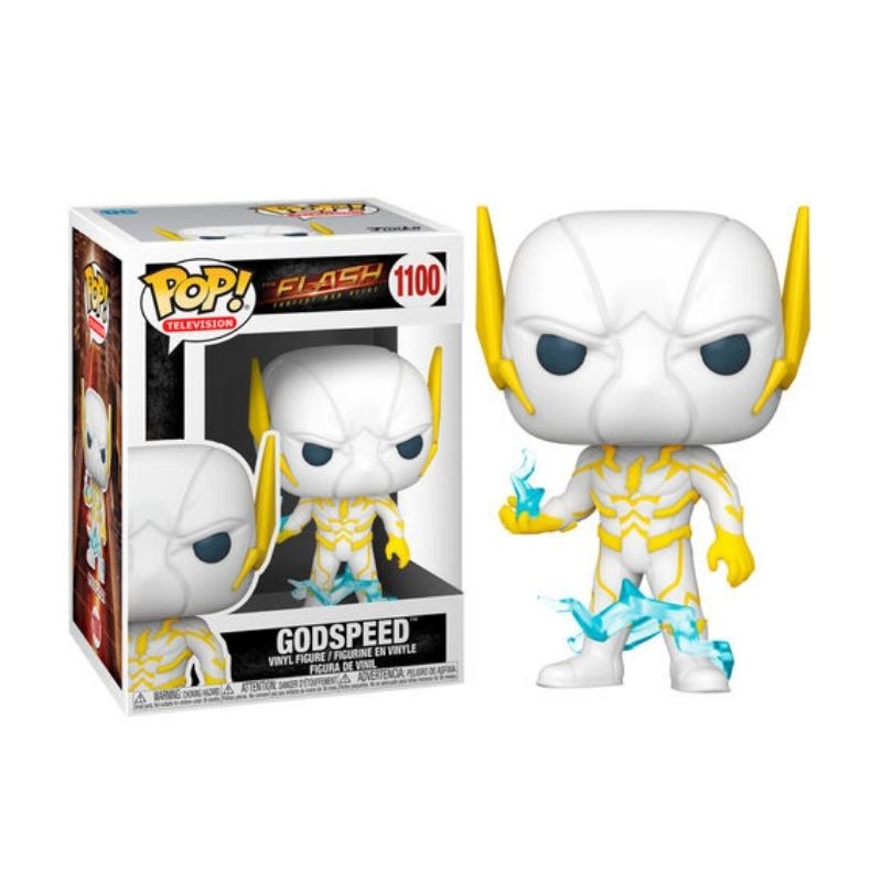 Funko POP! Television: The Flash - Godspeed (CAIXA DANIFICADA) Figura Funko Pop Godspeed branco e amarelo com chamas azuis