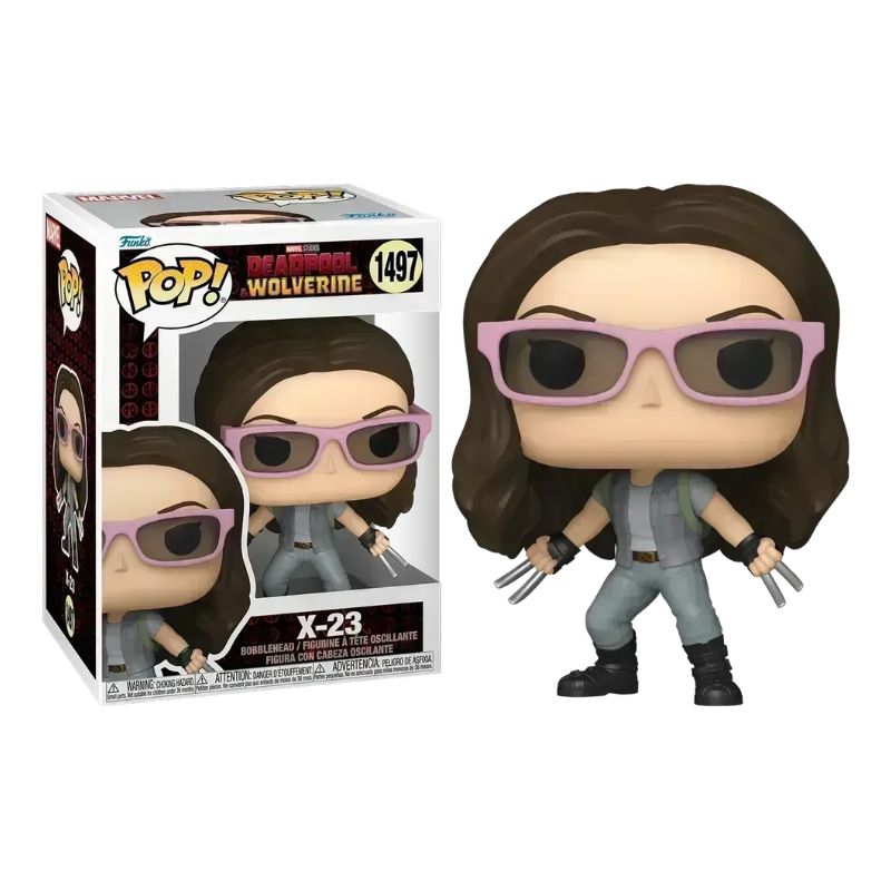Funko POP! Marvel: Deadpool & Wolverine - X-23 Funko Pop X-23 Deadpool Wolverine número 1497 com óculos cor-de-rosa e garras