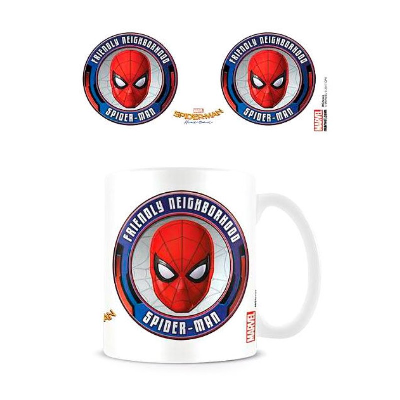 Caneca Marvel Friendly Neighborhood Spiderman Caneca branca com desenho do Homem-Aranha e texto