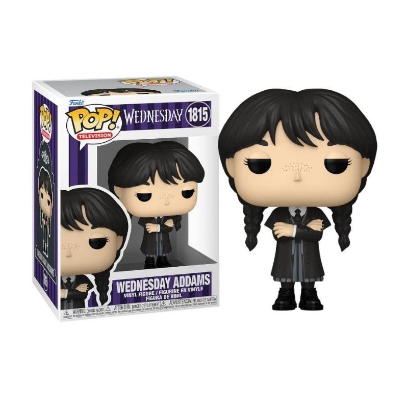 Funko POP! Television: Wednesday - Wednesday Adams Figura de vinil Pop! Television da personagem Wednesday Addams e sua caixa