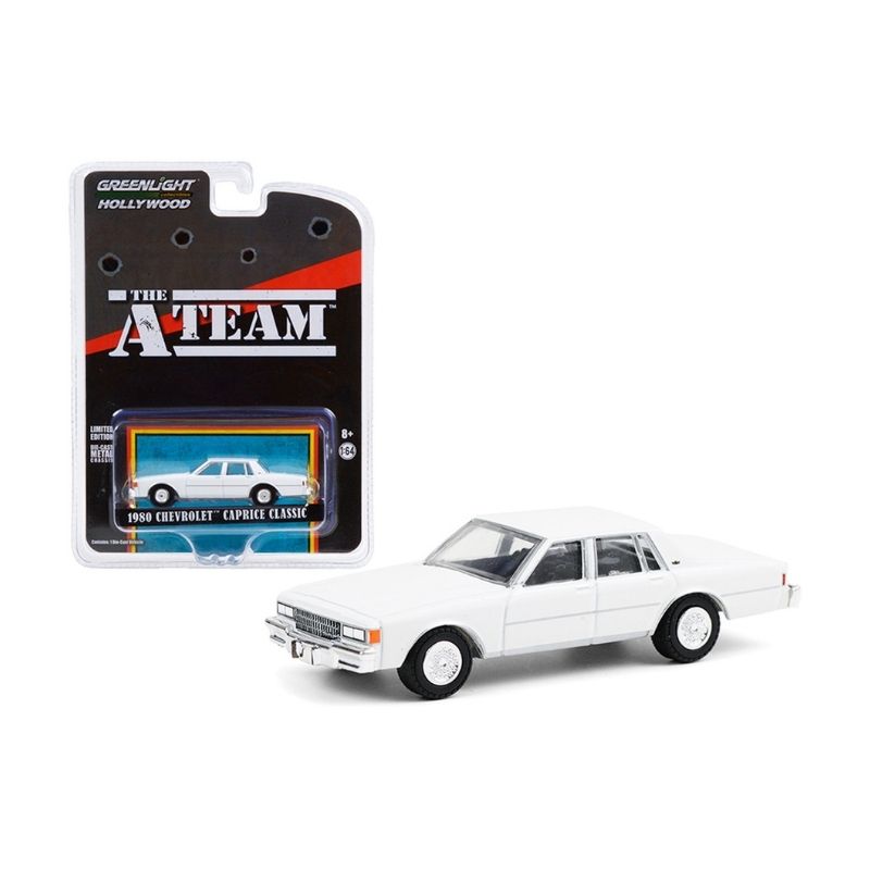 A-Team Diecast Model 1/64 1980 Chevrolet Caprice Classic Miniatura carro branco 1980 Chevrolet Caprice Classic com embalagem
