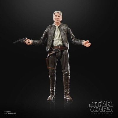 Figura de ação de personagem Star Wars com casaco preto e arma