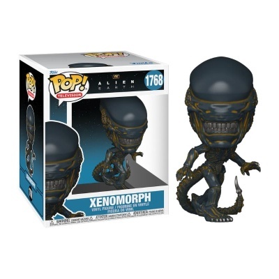 Figura de vinil Xenomorph e caixa com embalagem do brinquedo
