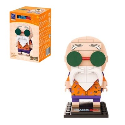 Figura de blocos Dragon Ball com bigode e óculos verdes