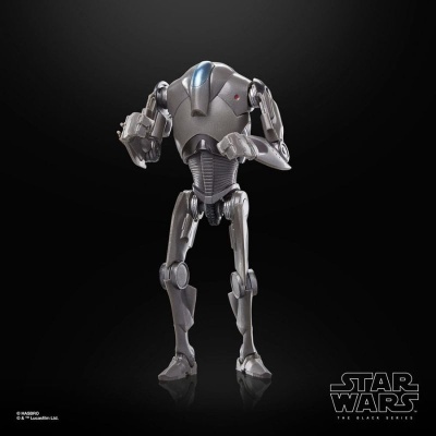 Figura de ação robô Star Wars cinzento metálico em fundo preto