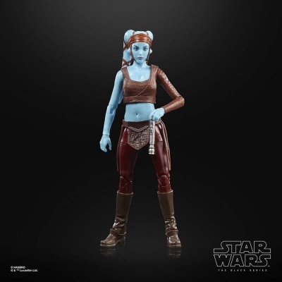 Figura de ação Star Wars de personagem feminina azul com roupa castanha