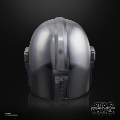 Capacete cinza metálico liso de Star Wars The Mandalorian