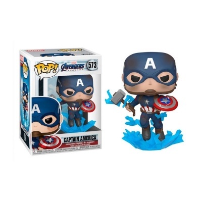 Figura Funko Pop! Captain America com escudo e martelo, caixa original com texto