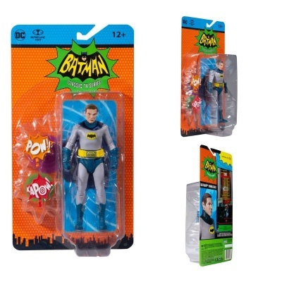 Figura de ação Batman Classic TV Series azul, amarelo e cinzento em embalagem de cartão e plástico