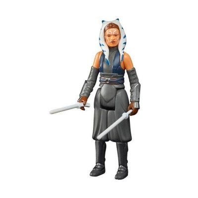 Figura de ação da personagem Ahsoka Tano com duas lâminas e roupas cinzentas