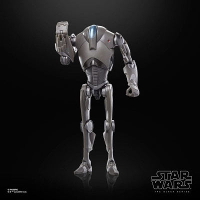 Figura de ação robótica Star Wars cinza metálico com detalhes em azul e vermelho