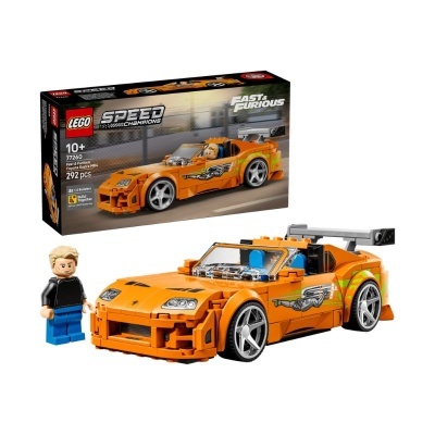 LEGO Speed Champions Fast & Furious com carro desportivo laranja e figura LEGO junto à caixa do produto.