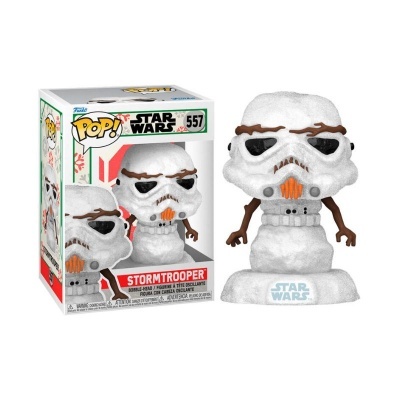Figura Funko Pop! Stormtrooper do Star Wars com textura de neve e caixa.