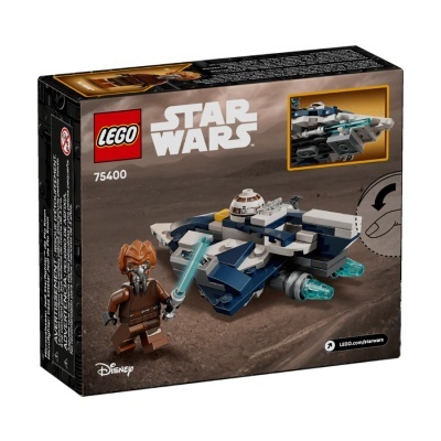 Caixa de LEGO Star Wars com minifigura e veículo espacial de construção