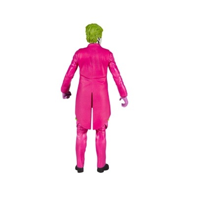 Figura de ação do Joker de costas com fato rosa e cabelo verde