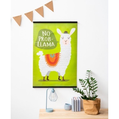 Poster de lhama com texto 'NO PROB-LLAMA'