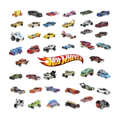 Conjunto de carrinhos de brinquedo Hot Wheels coloridos com logótipo central