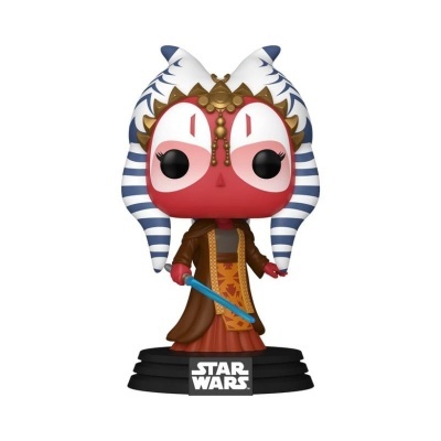 Figura Funko Pop Ahsoka Tano Star Wars com sabre de luz azul e base preta