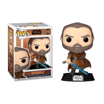 Figura Funko Pop! Star Wars Dooku com sabre de luz azul em embalagem